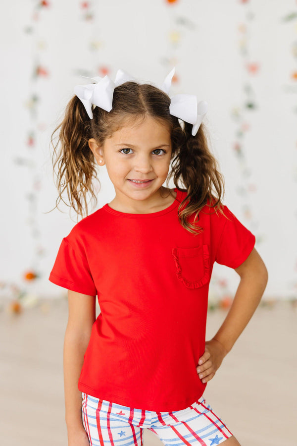 red-ruffle-pocket-tee Mila & Rose at Sophia's Style-Red Ruffle Pocket Tee-6-12M-Ruffle Pocket Tee-1